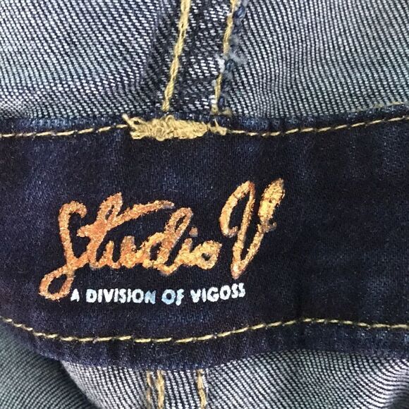 Vigoss Studio V Denim overalls stretchy distress adj.  straps skinny Size  EUC - Picture 6 of 8